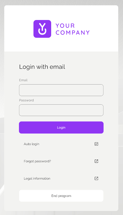 Login page for the Virtual Showroom CMS with email and password fields.