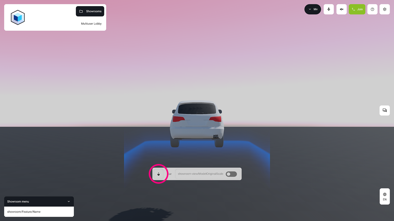 The label with interaction options for a placed 3D model
