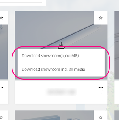Downloading a showroom from the explorer menu - Download Button