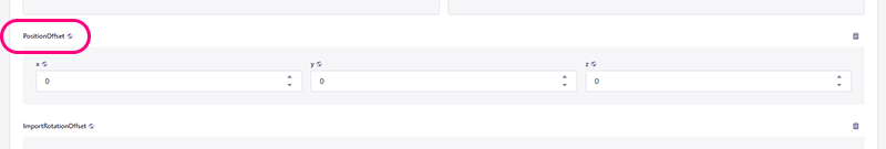 The PositionOffset field with x, y, and z input fields