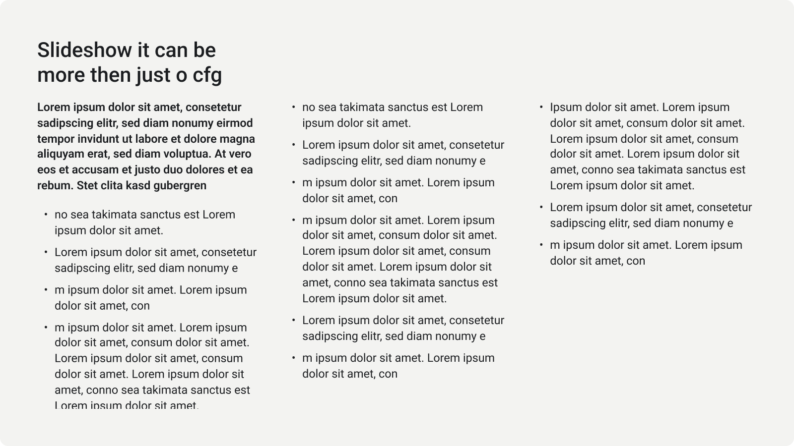 Slideshow Component Types Text Columns