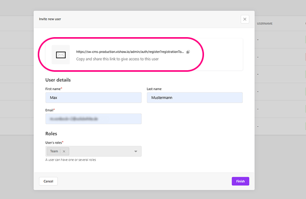 User Invitation Link Form